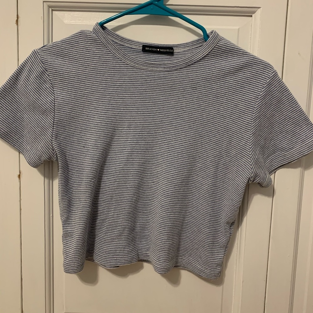 Blue and White Striped Brandy Melville Top